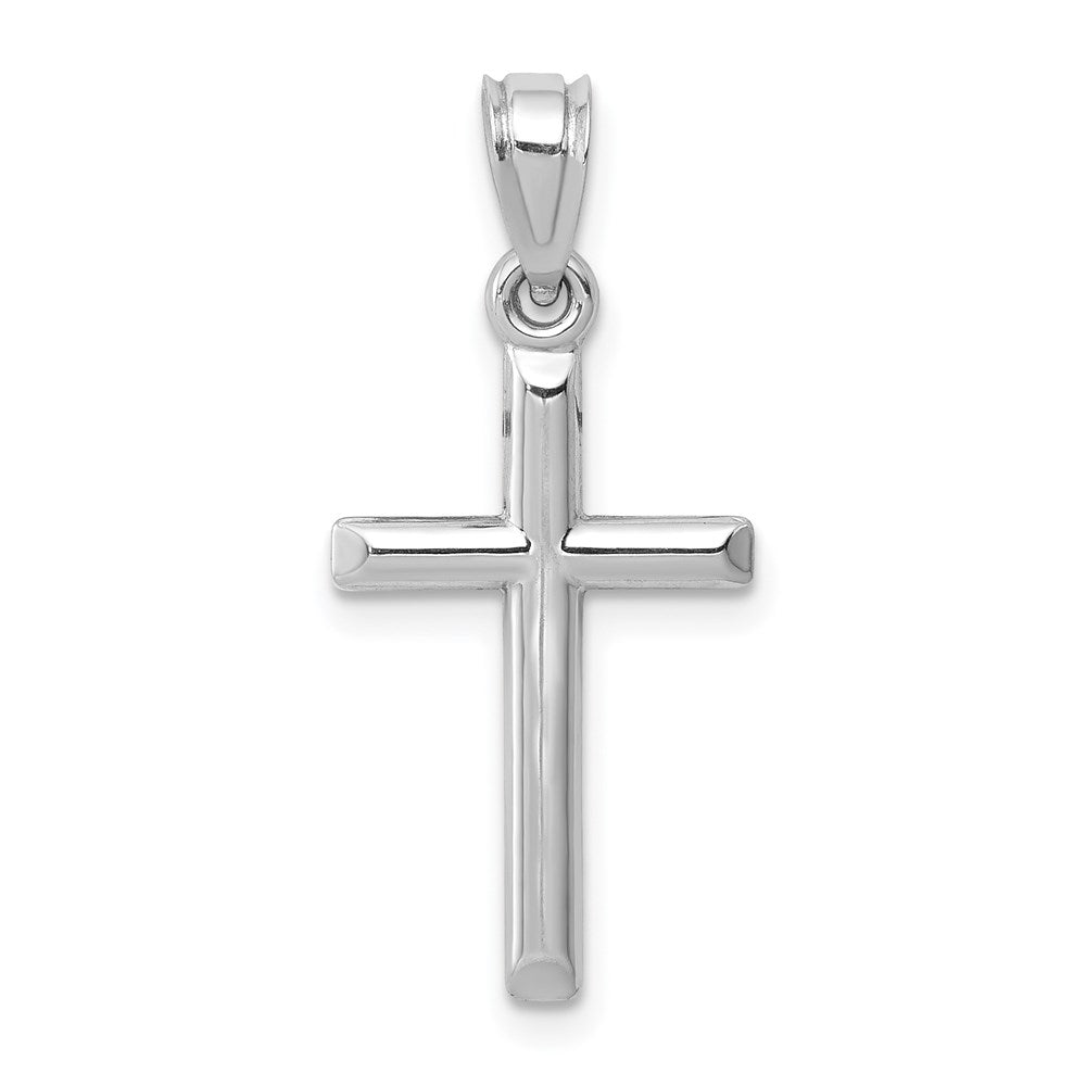 14k White Gold 13 mm Hollow Cross Pendant (0.48 grams)