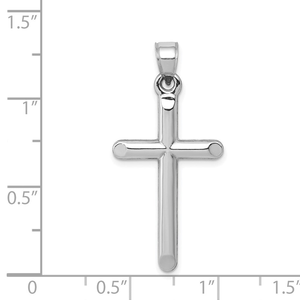 14k White Gold 17 mm Hollow Cross Pendant (0.92 grams)