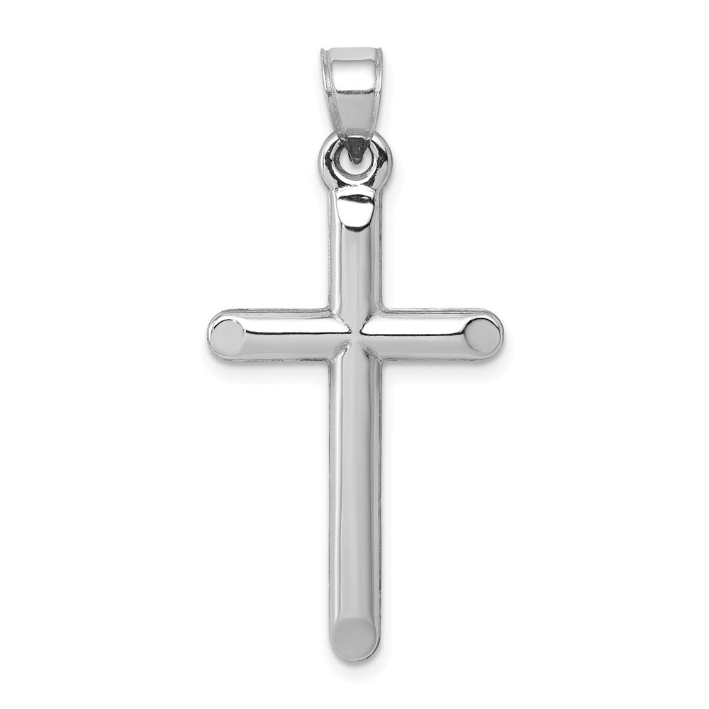 14k White Gold 17 mm Hollow Cross Pendant (0.92 grams)