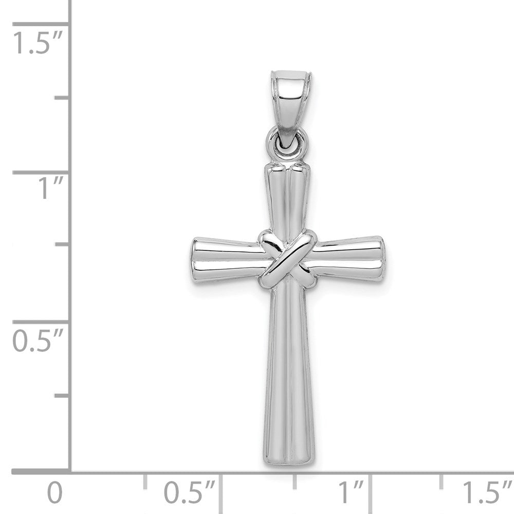 14k White Gold 17 mm Hollow Cross Pendant (0.97 grams)