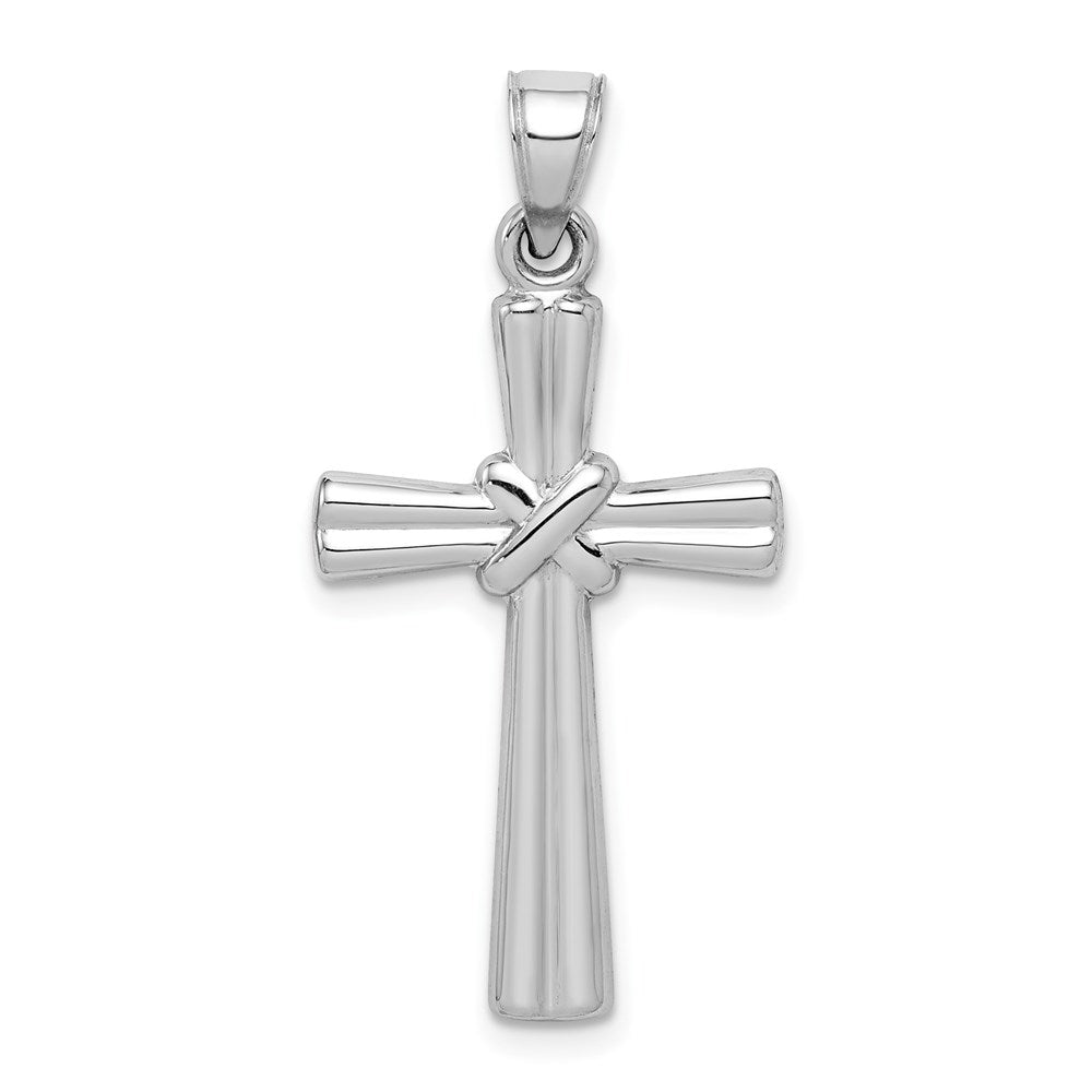 14k White Gold 17 mm Hollow Cross Pendant (0.97 grams)