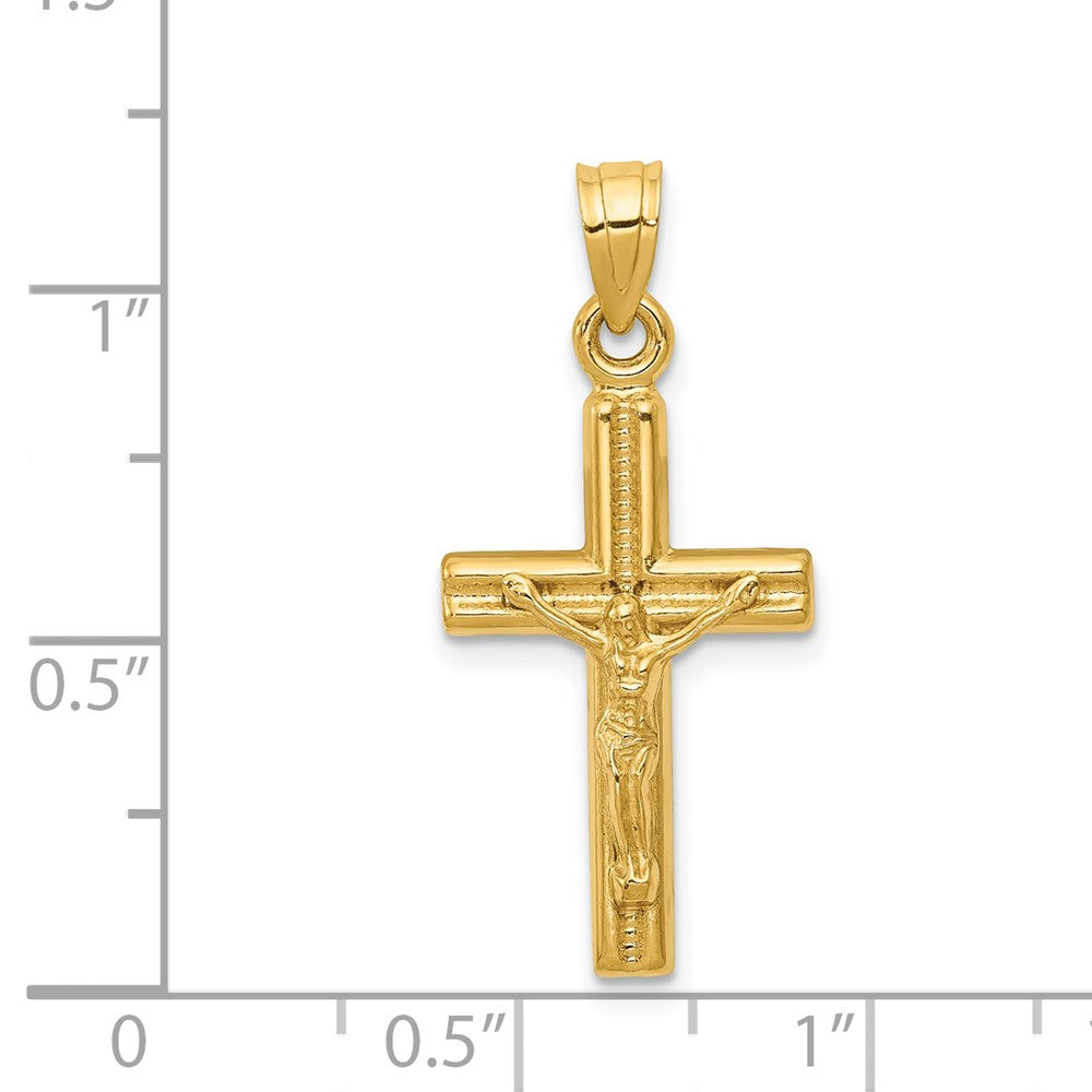 14k Yellow Gold 14 mm Hollow Jesus Crucifix Pendant (0.76 grams)