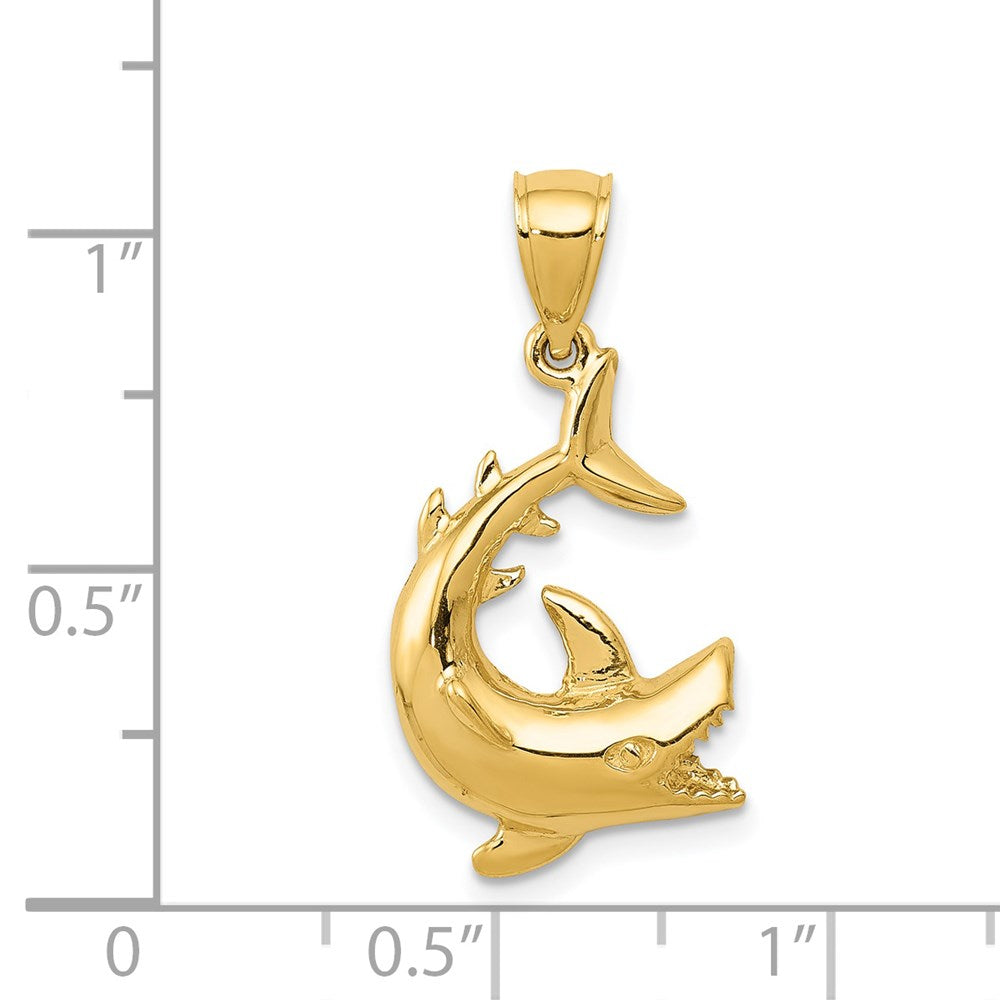 14k Yellow Gold 13 mm Shark Pendant (1.48 grams)