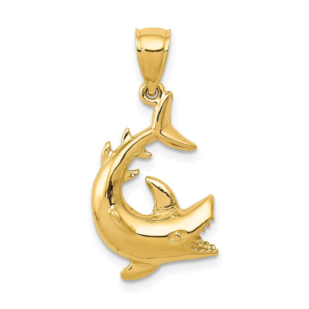 14k Yellow Gold 13 mm Shark Pendant (1.48 grams)