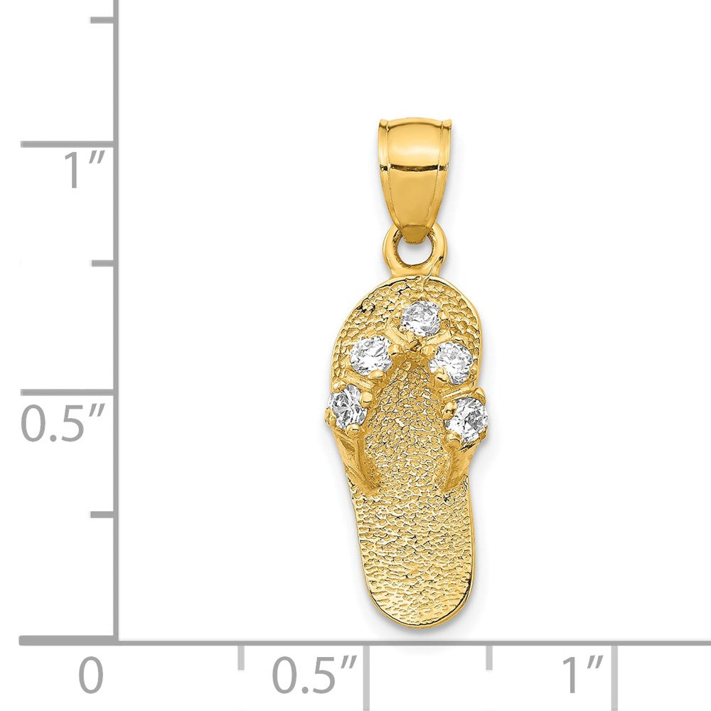 14k Yellow Gold 8 mm 3D April/CZ Cubic Zirconia Birthstone Flip Flop Pendant