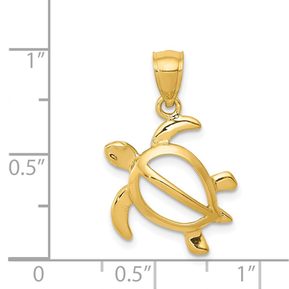 14k Yellow Gold 21 mm Open Turtle Pendant (1.13 grams)