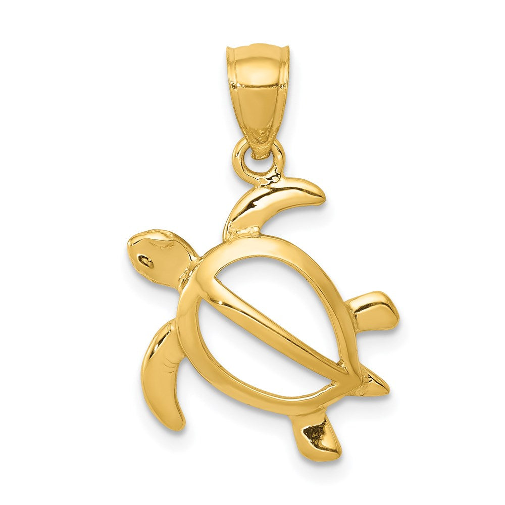 14k Yellow Gold 21 mm Open Turtle Pendant (1.13 grams)