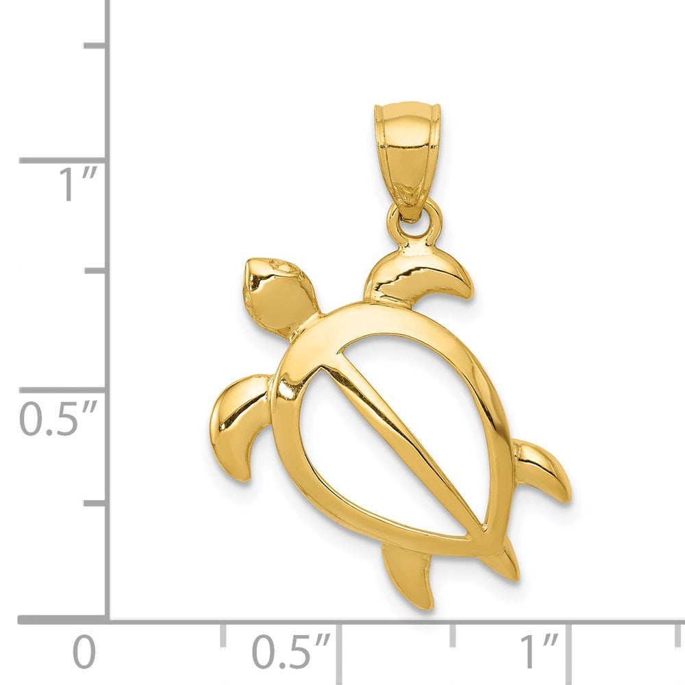 14k Yellow Gold 20 mm Open Turtle Pendant (1.63 grams)