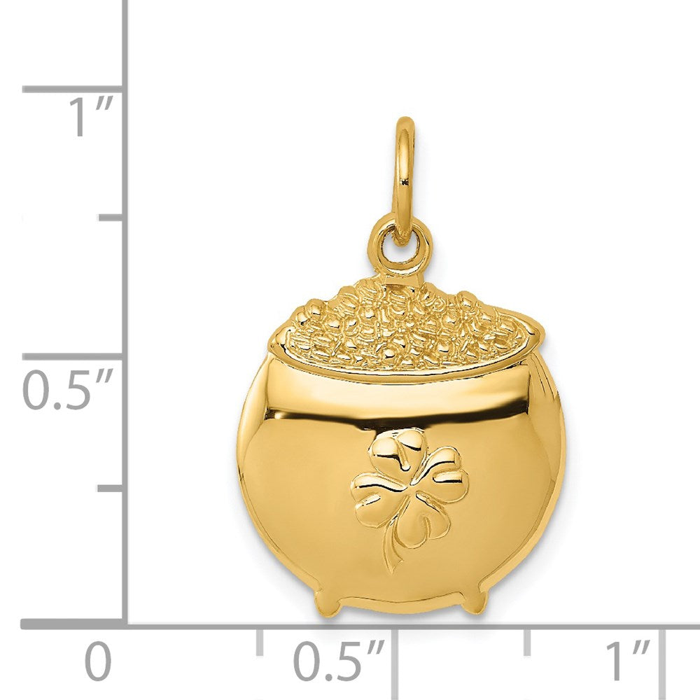 14k Yellow Gold 15 mm Pot of Gold Charm (1.19 grams)