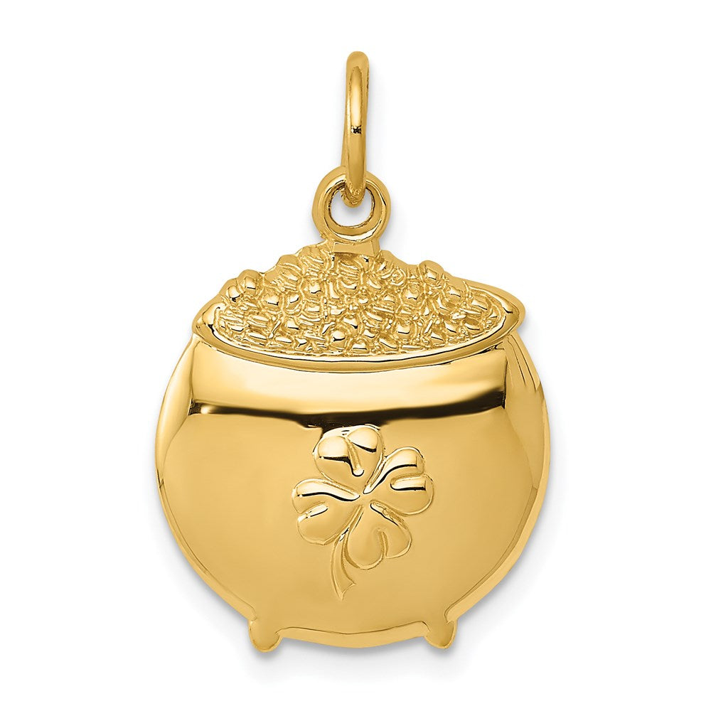 14k Yellow Gold 15 mm Pot of Gold Charm (1.19 grams)