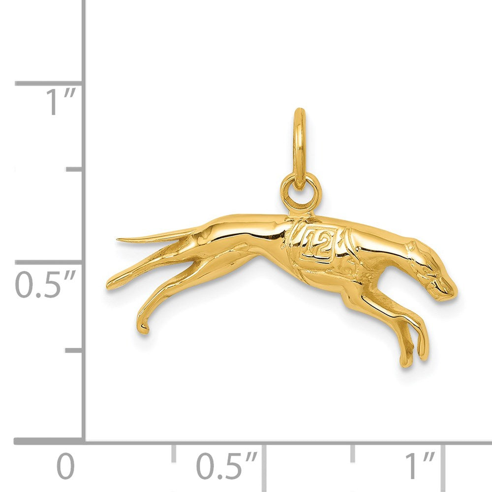 14k Yellow Gold 25 mm Greyhound Charm (1.25 grams)