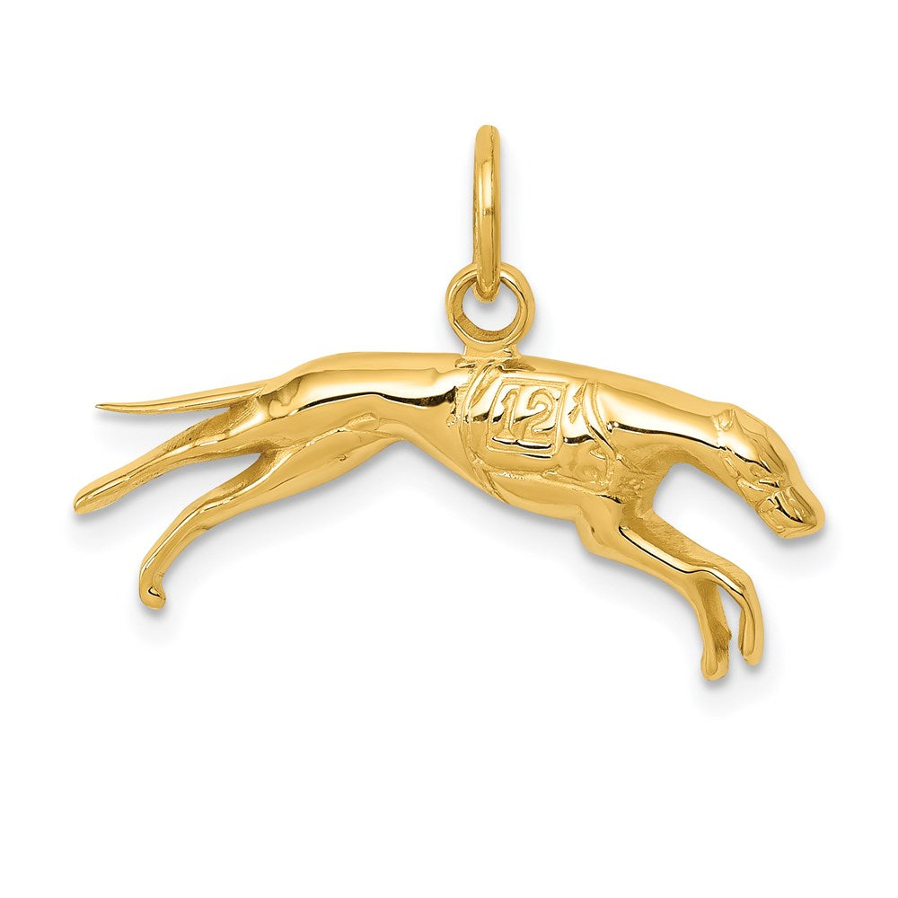 14k Yellow Gold 25 mm Greyhound Charm (1.25 grams)