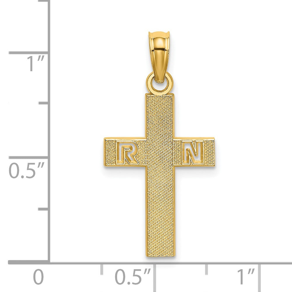 14k Yellow Gold 12.33 mm RN Cross Charm (0.72 grams)