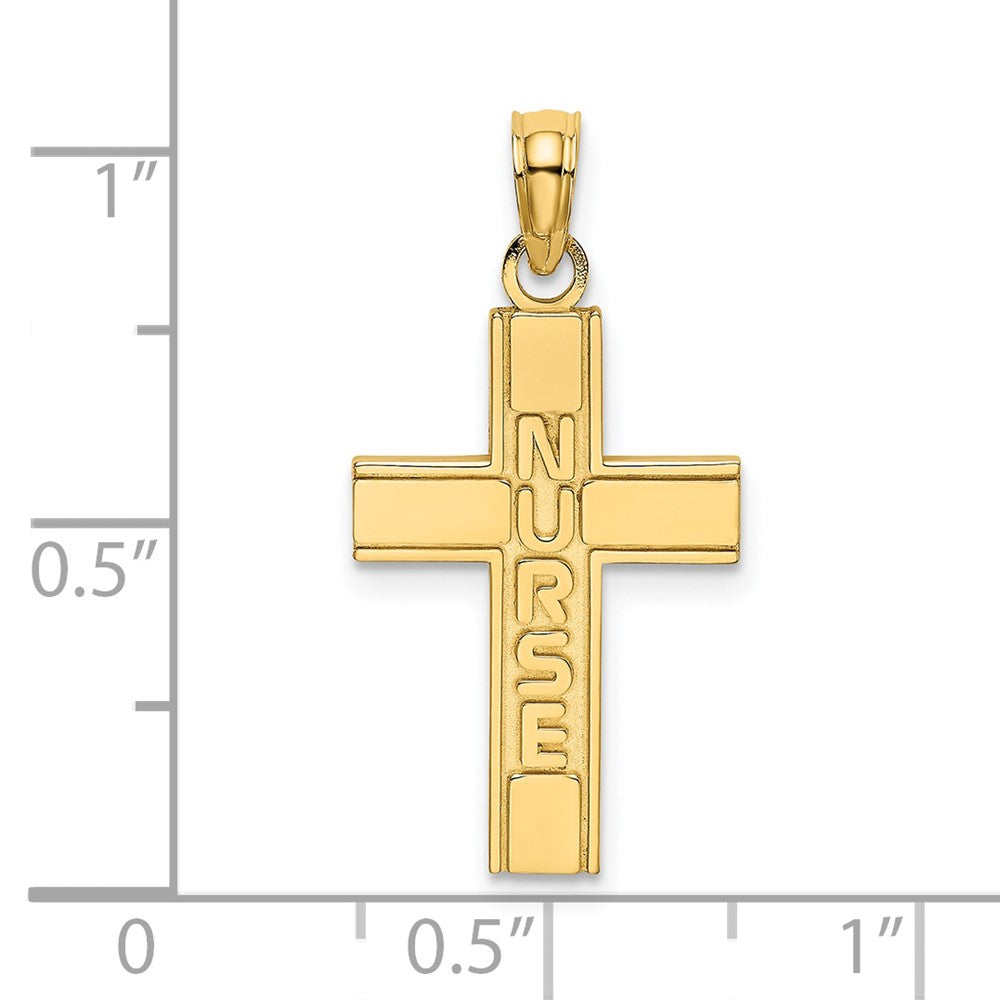 14k Yellow Gold 12.33 mm Nurse Cross Charm (0.8 grams)