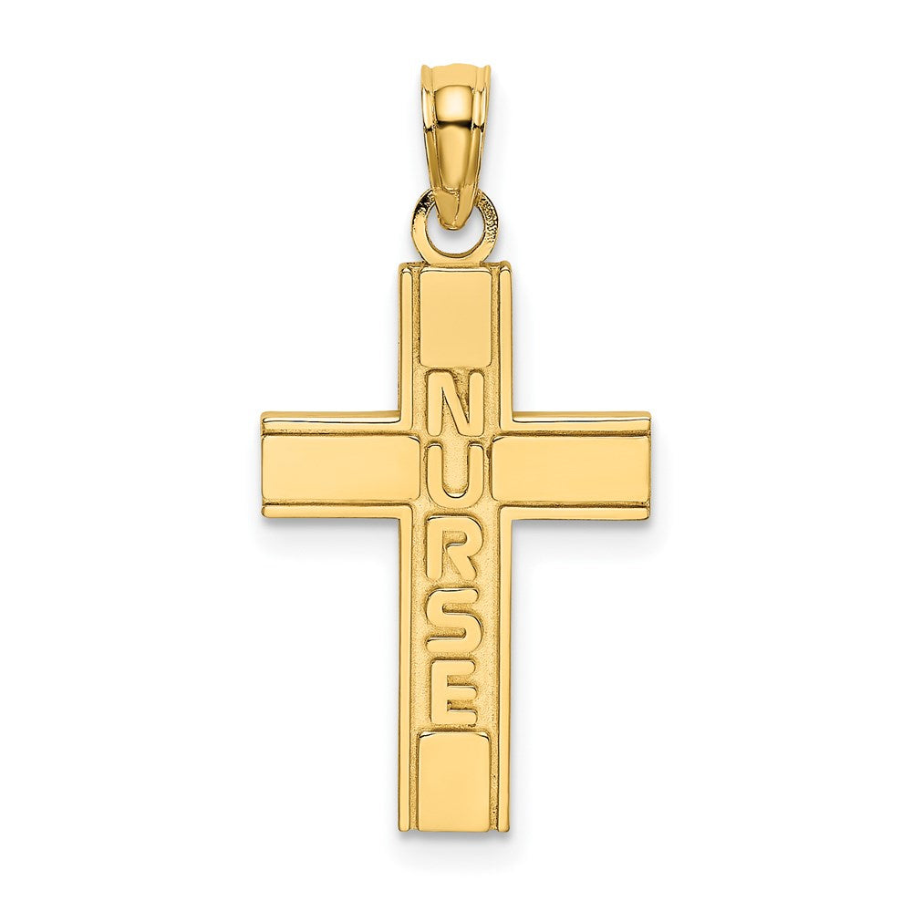 14k Yellow Gold 12.33 mm Nurse Cross Charm (0.8 grams)