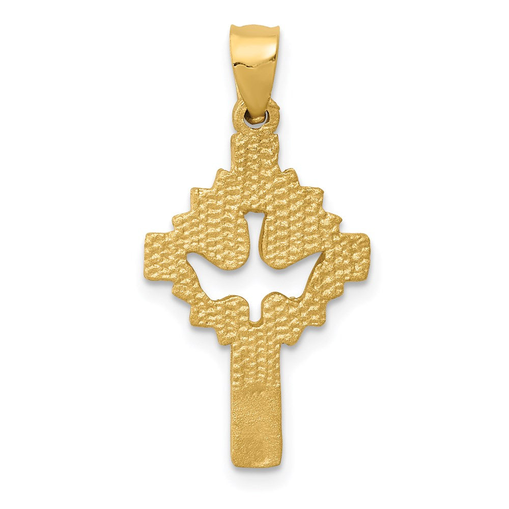 14k Yellow Gold 14 mm Dove Cross Charm (1.41 grams)