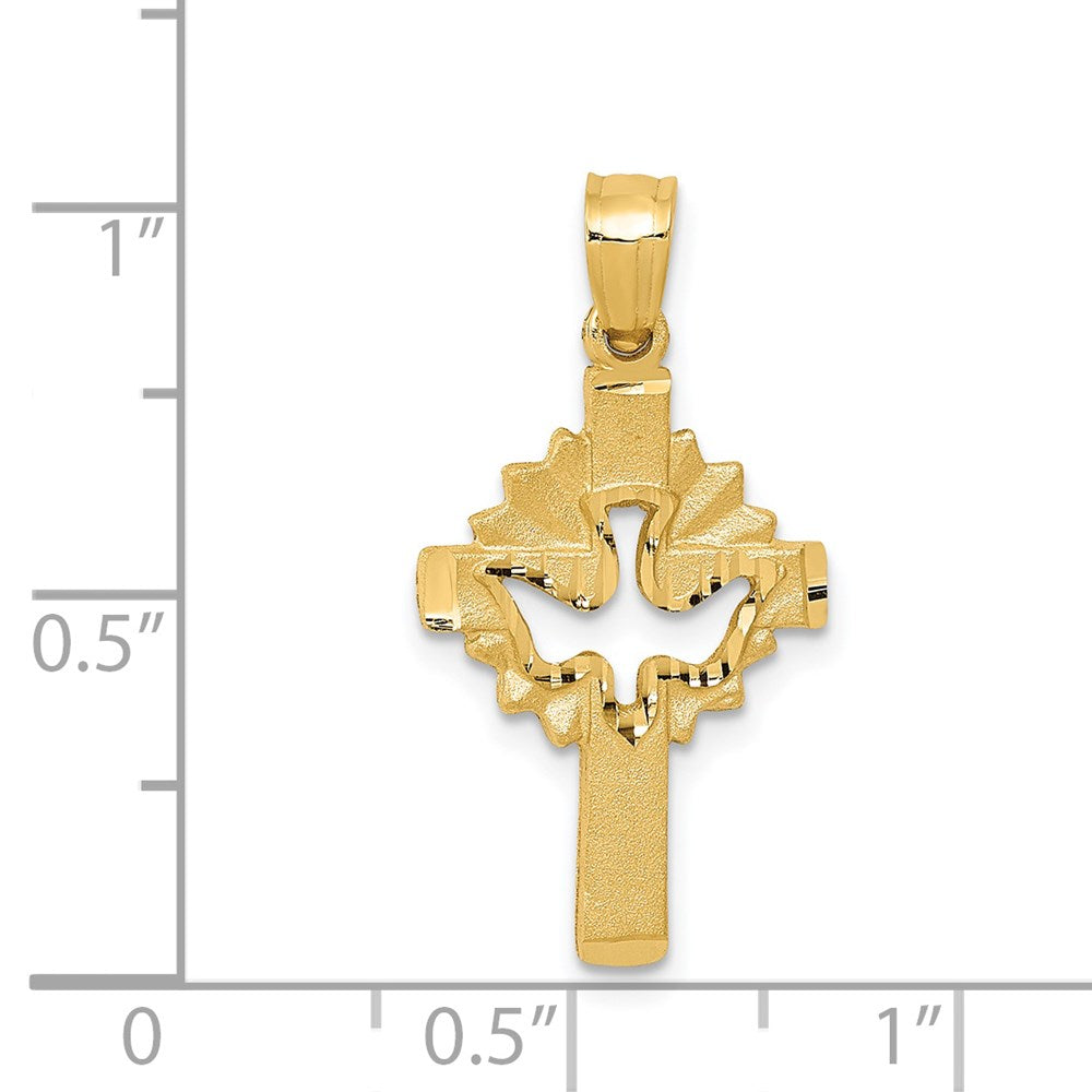 14k Yellow Gold 14 mm Dove Cross Charm (1.41 grams)