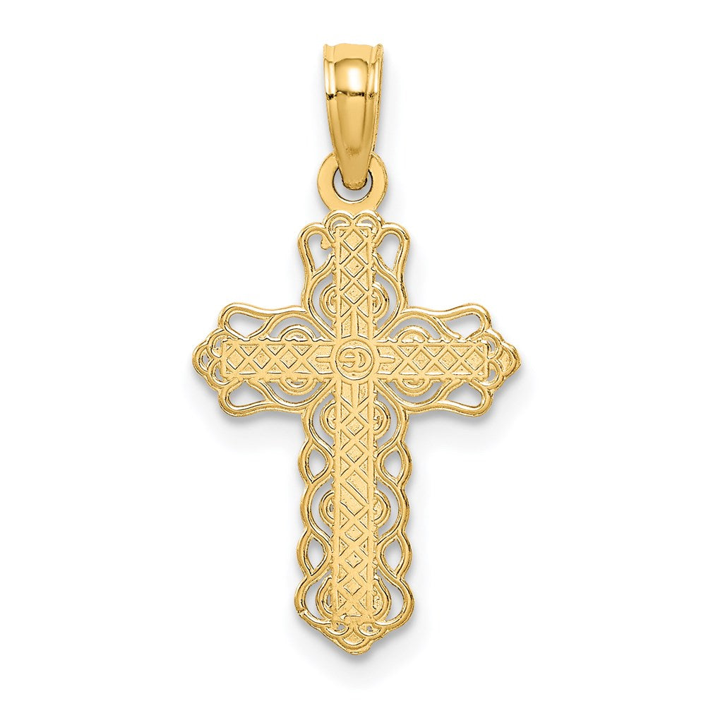 14k Yellow Gold 12 mm Budded Cross Charm (0.65 grams)