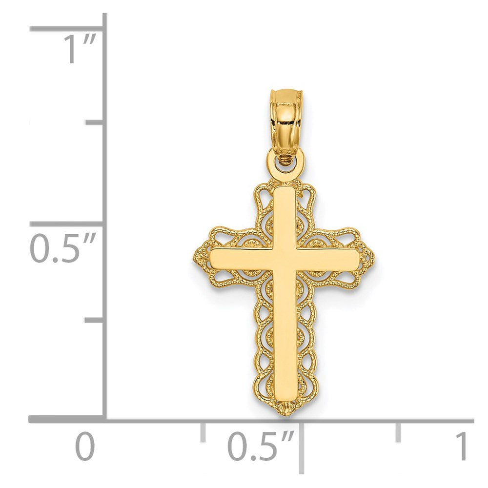 14k Yellow Gold 12 mm Budded Cross Charm (0.65 grams)