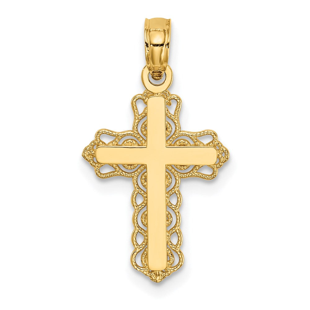 14k Yellow Gold 12 mm Budded Cross Charm (0.65 grams)