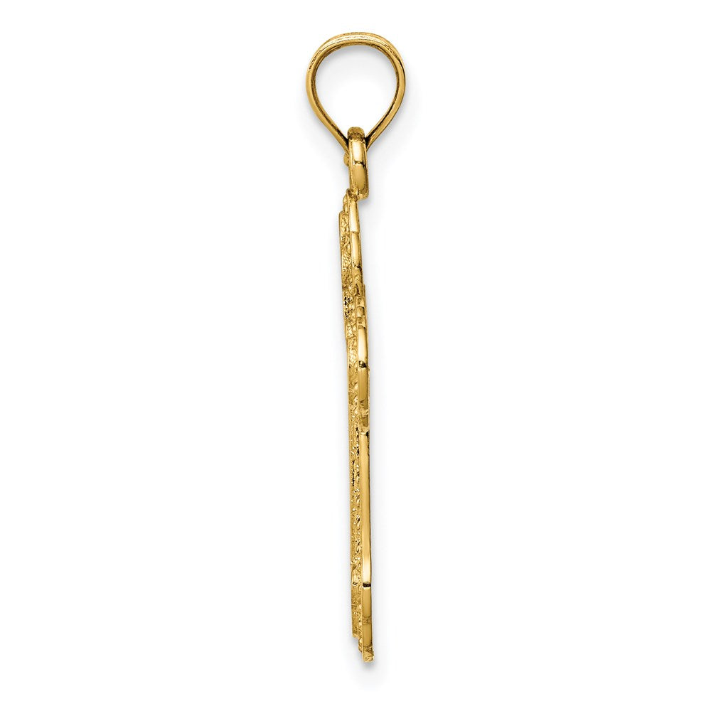 14k Yellow Gold 16 mm Cut-out Budded Cross Charm (0.98 grams)