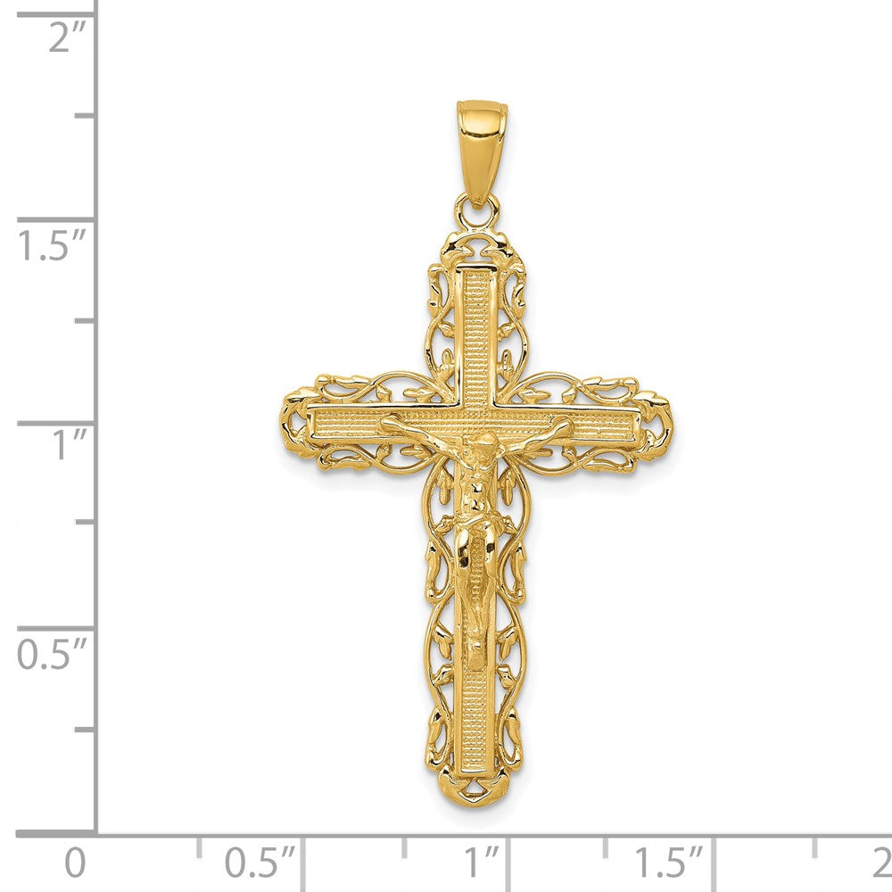 14k Yellow Gold 24 mm Jesus Crucifix Pendant (3.14 grams)