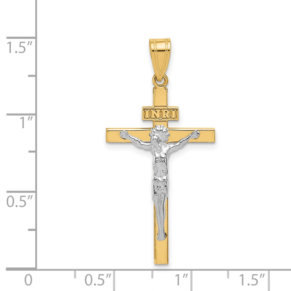 14k Two-tone 17 mm Two-tone INRI Jesus Crucifix Pendant
