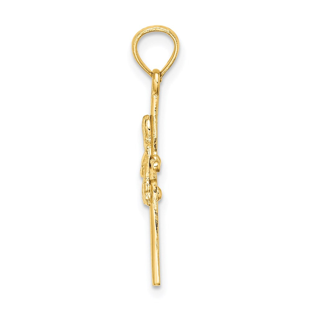 14k Yellow Gold 14.3 mm Praying Boy Cross Charm (0.75 grams)