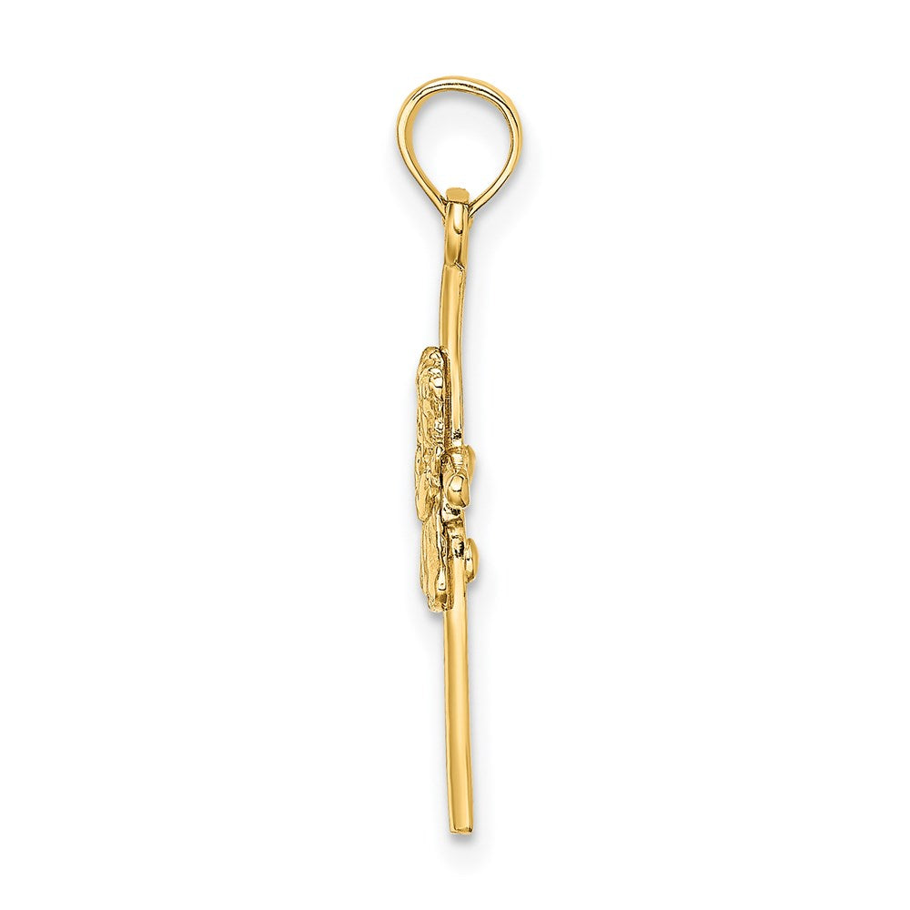 14k Yellow Gold 14.3 mm Praying Girl Cross Charm (0.77 grams)