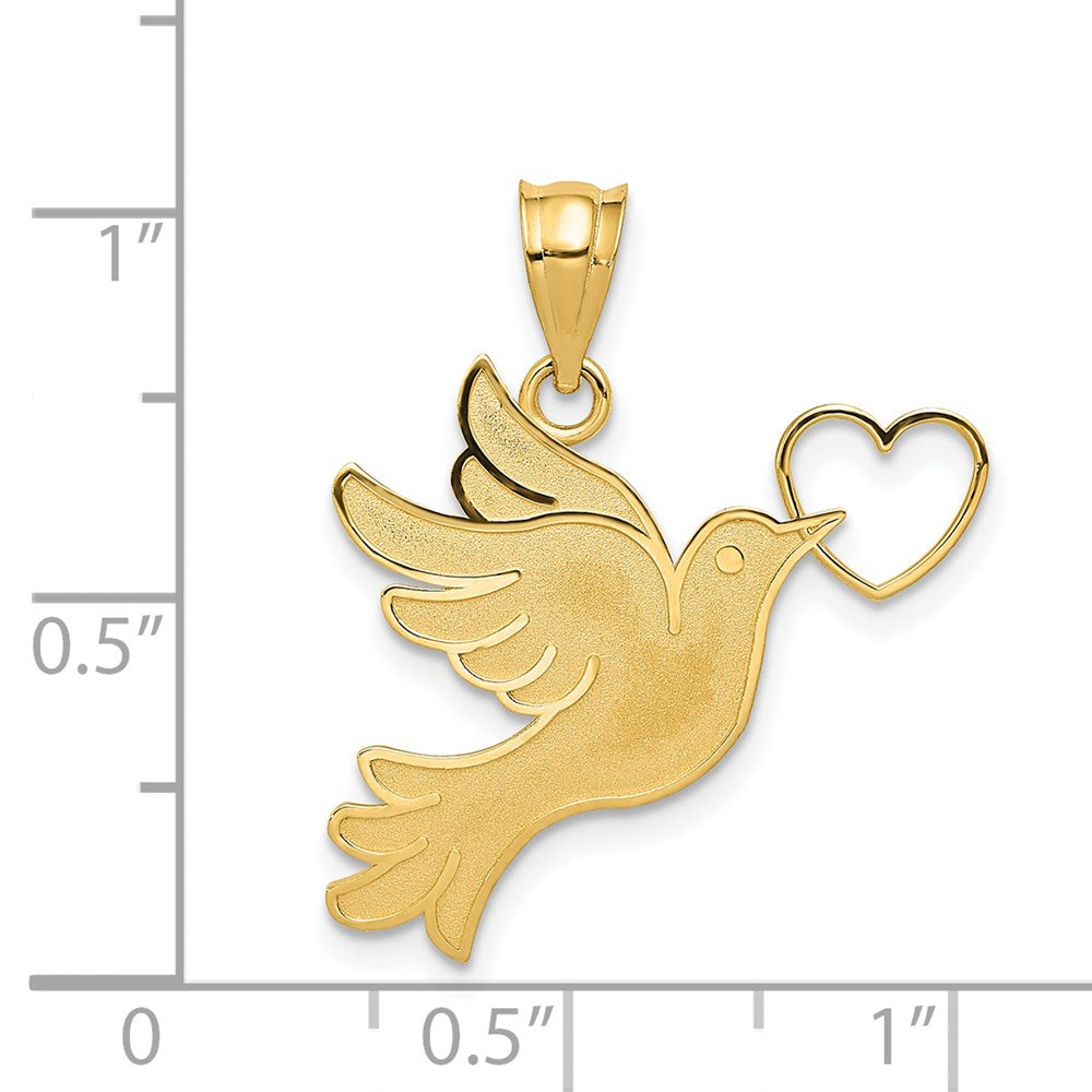 14K Dove with Heart Pendant (1.28 grams)