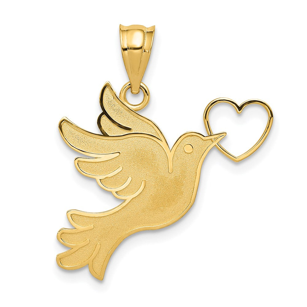 14K Dove with Heart Pendant (1.28 grams)