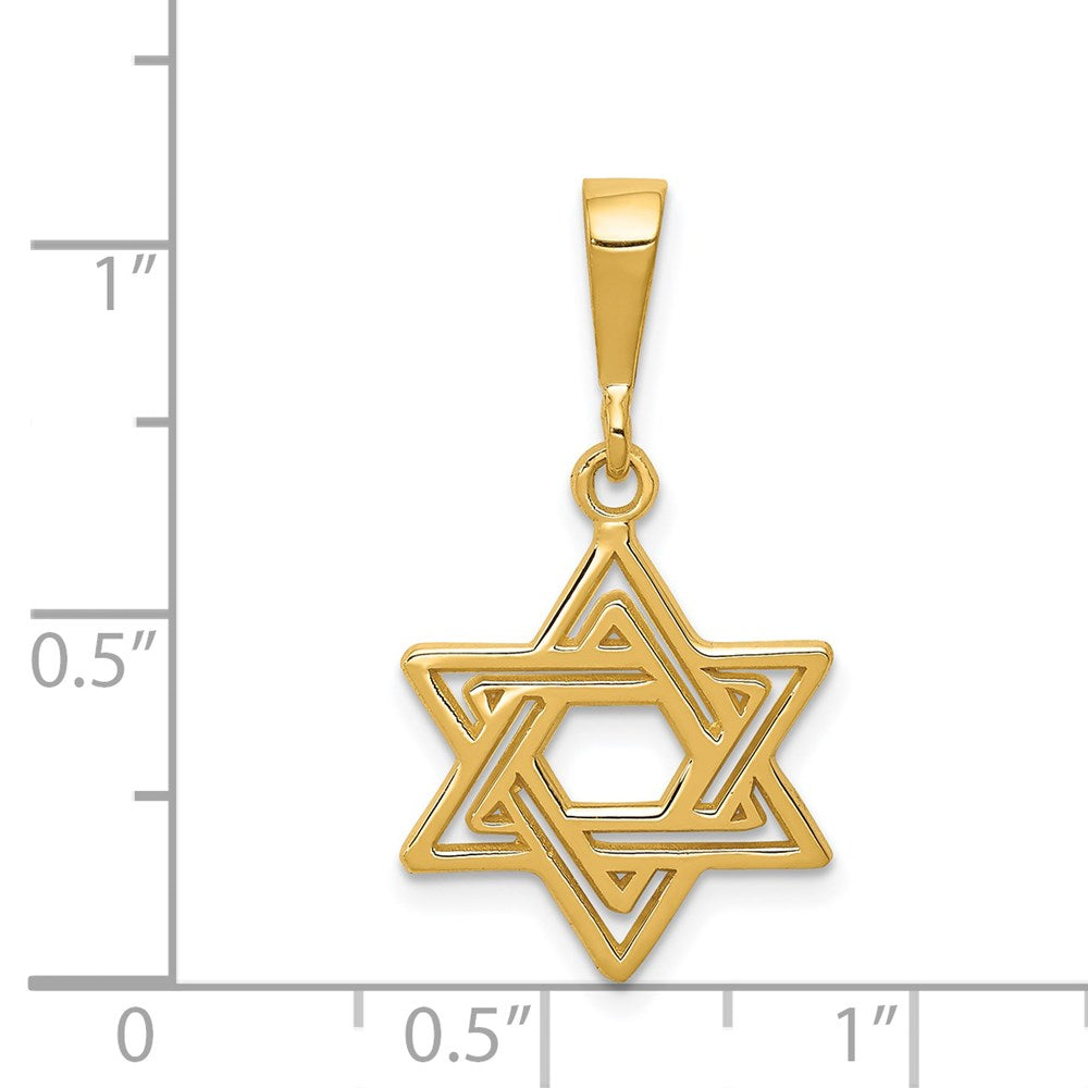 14k Yellow Gold 15 mm Star of David Charm