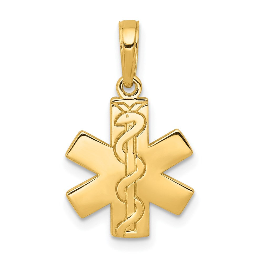 14k Yellow Gold 13 mm Paramedic/EMT Symbol Pendant