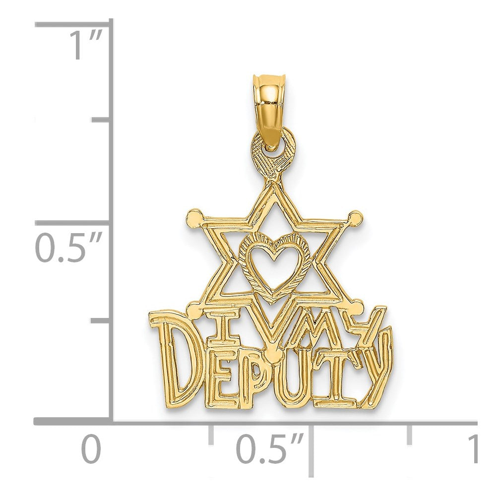 14k Yellow Gold 15.75 mm I HEART MY DEPUTY Charm (0.75 grams)