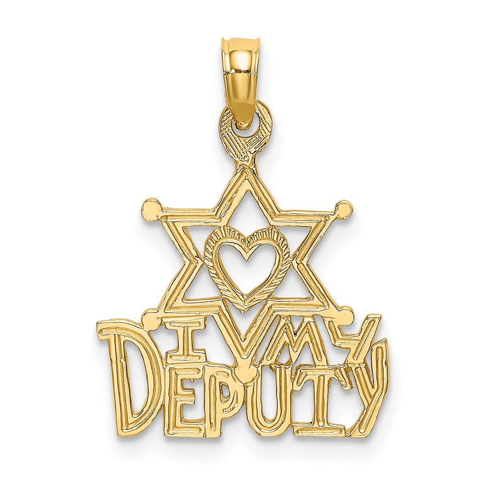 14k Yellow Gold 15.75 mm I HEART MY DEPUTY Charm (0.75 grams)