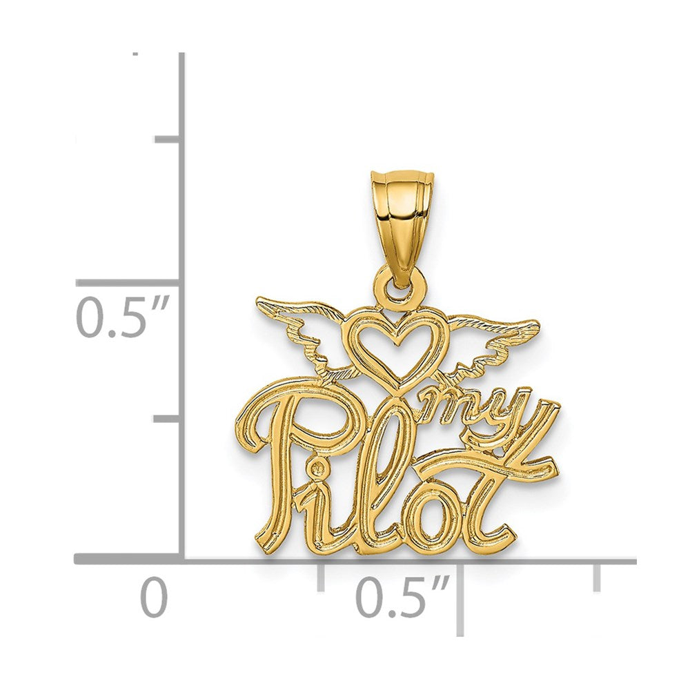 14k Yellow Gold 15.65 mm HEART MY PILOT Charm (0.75 grams)