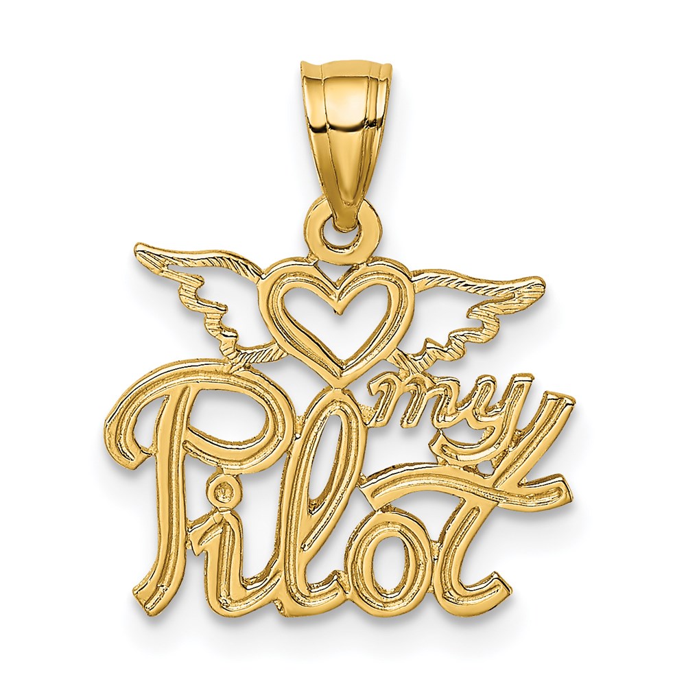 14k Yellow Gold 15.65 mm HEART MY PILOT Charm (0.75 grams)