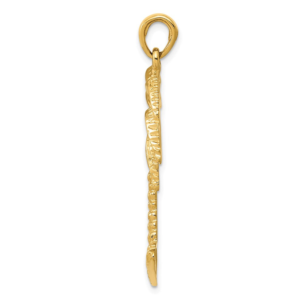 14k Yellow Gold 22 mm Large Palm Tree Pendant (4.17 grams)