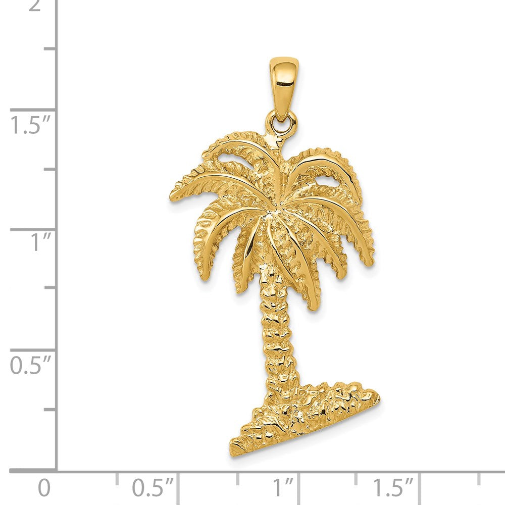 14k Yellow Gold 22 mm Large Palm Tree Pendant (4.17 grams)