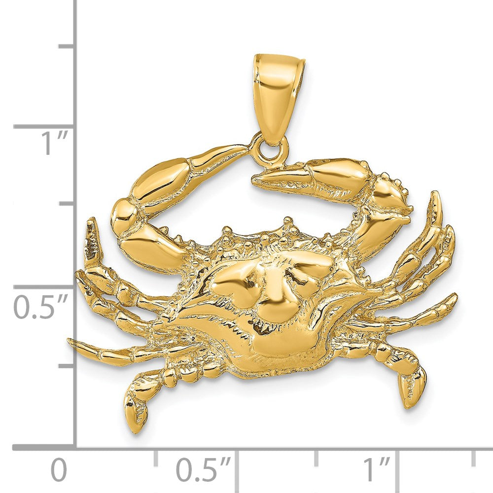 10k Yellow Gold 31 mm Blue Crab Pendant (4.39 grams)