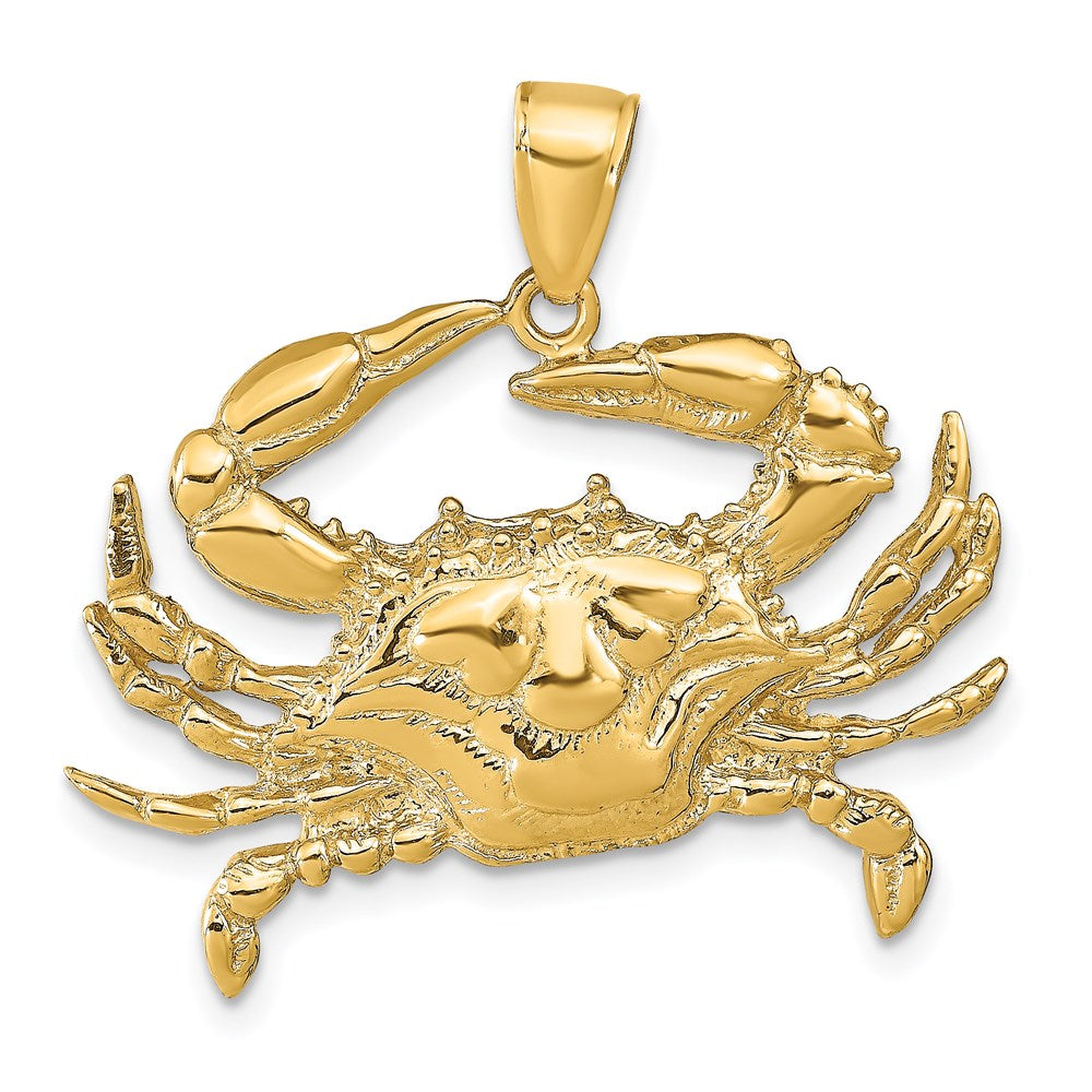 10k Yellow Gold 31 mm Blue Crab Pendant (4.39 grams)