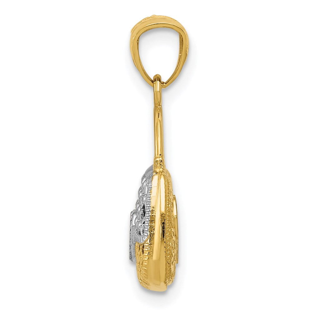 14K and White Rhodium 3-D Reversible Heart Handbag Pendant (1.49 grams)