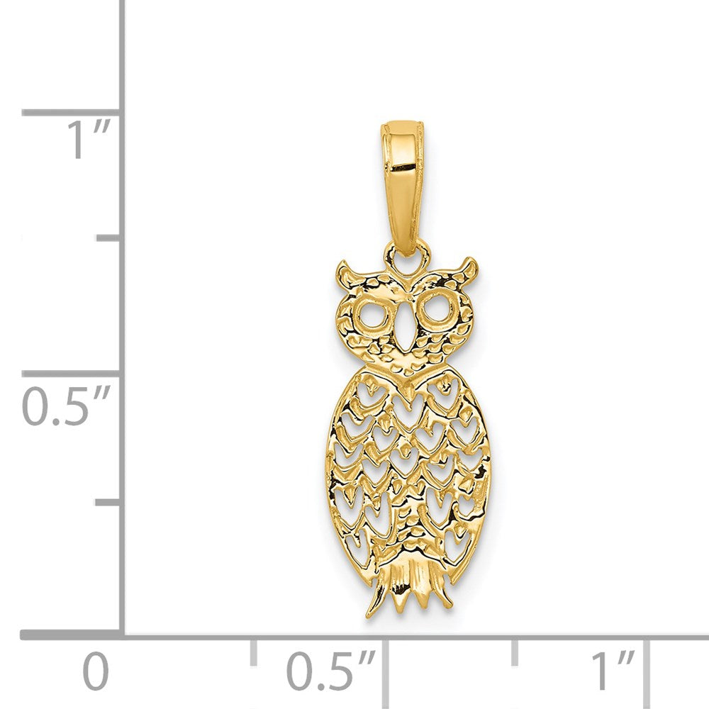 14k Yellow Gold 9 mm Owl Pendant (0.78 grams)