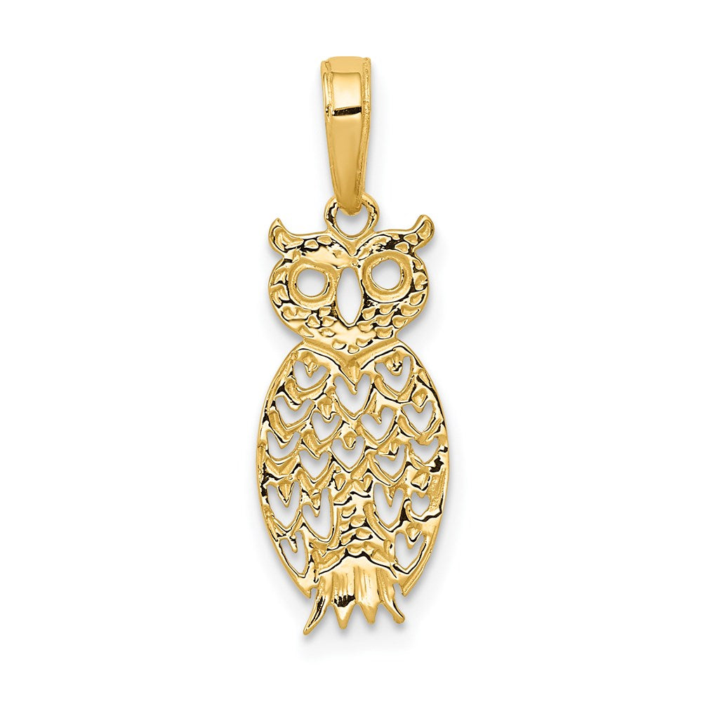 14k Yellow Gold 9 mm Owl Pendant (0.78 grams)