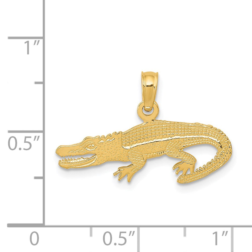 14k Yellow Gold 22.5 mm Textured Alligator Pendant (0.84 grams)