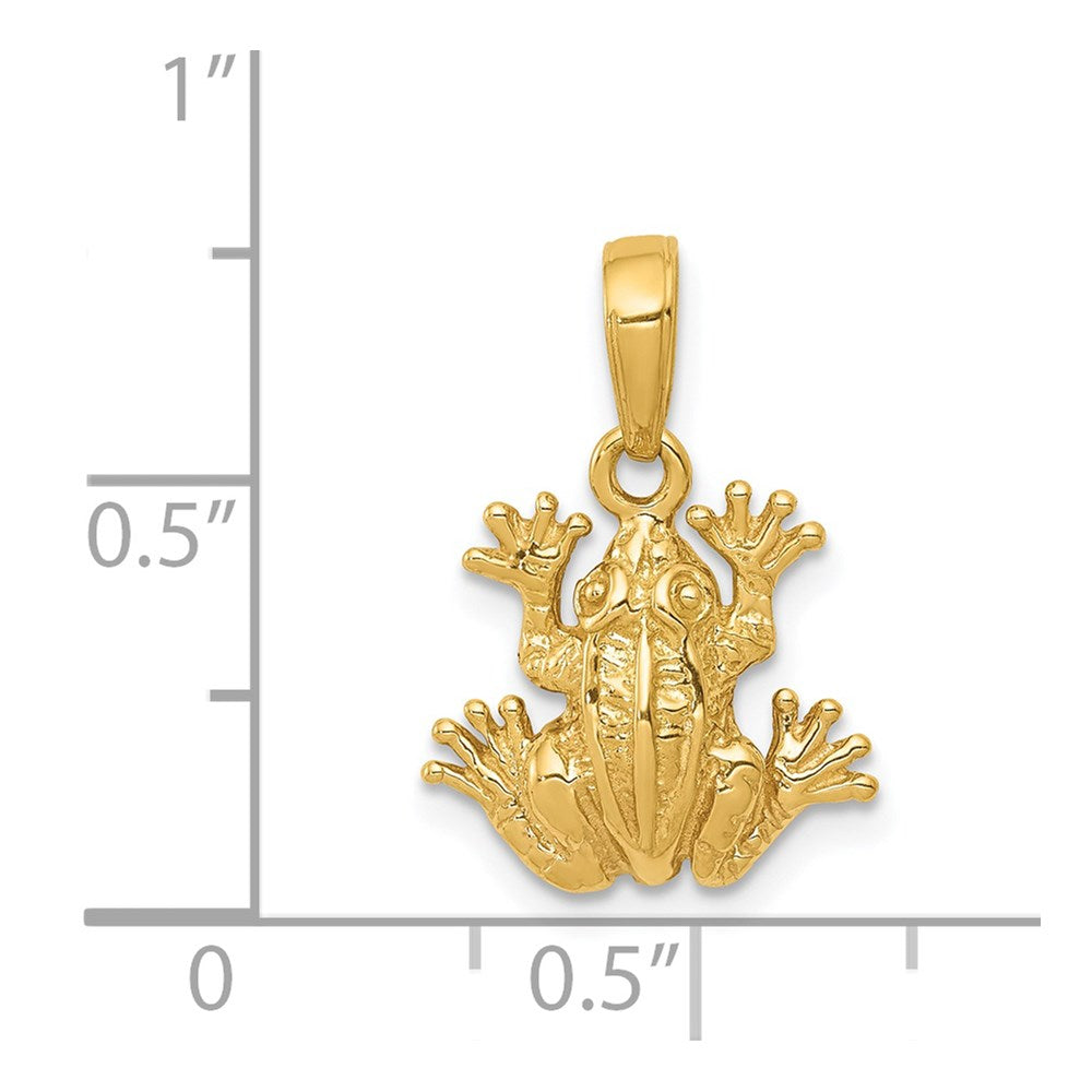 14k Yellow Gold 13.5 mm 2-D Frog Pendant (1.32 grams)