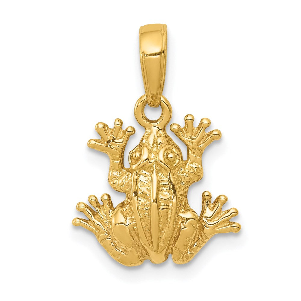 14k Yellow Gold 13.5 mm 2-D Frog Pendant (1.32 grams)