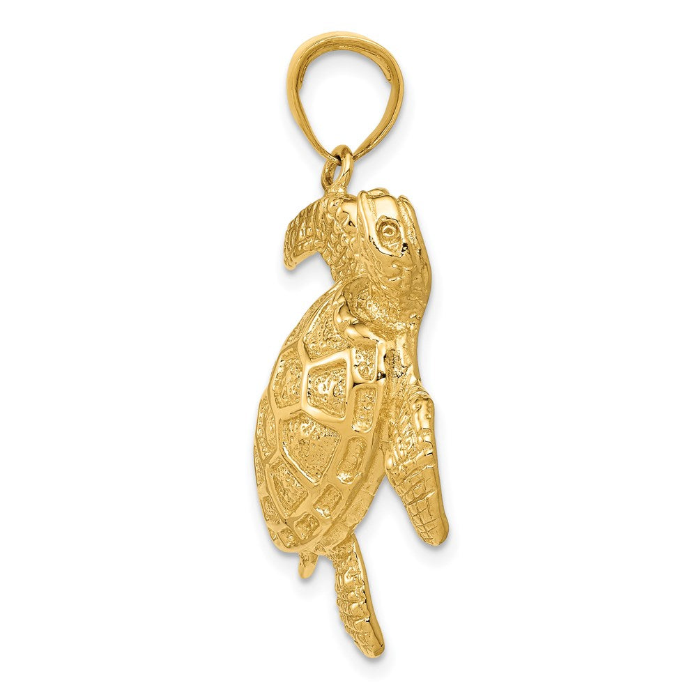 14k Yellow Gold 27 mm Sea Turtle Pendant (8.29 grams)