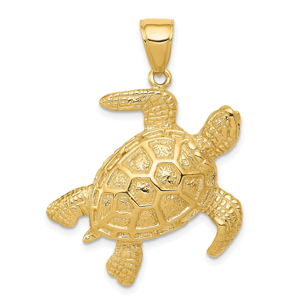 14k Yellow Gold 27 mm Sea Turtle Pendant (8.29 grams)