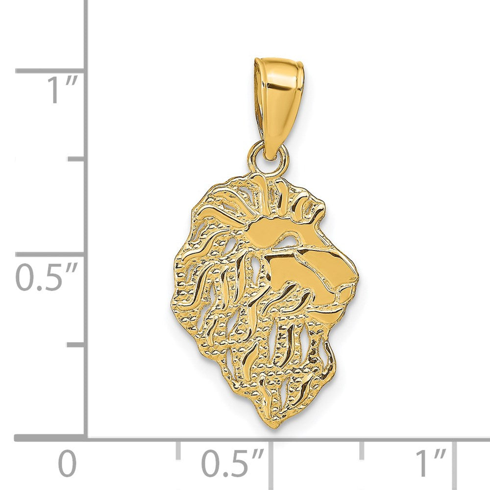 14k Yellow Gold 12 mm Lion Head Pendant (1.19 grams)